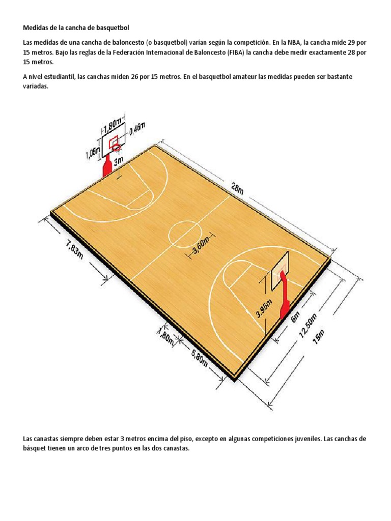 Medidas de La Cancha de Basquetbol | PDF