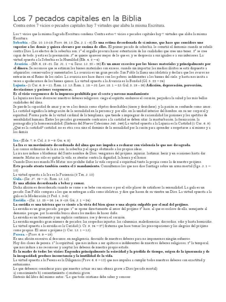 Los 7 Pecados Capitales en La Biblia | PDF | Siete pecados capitales ...