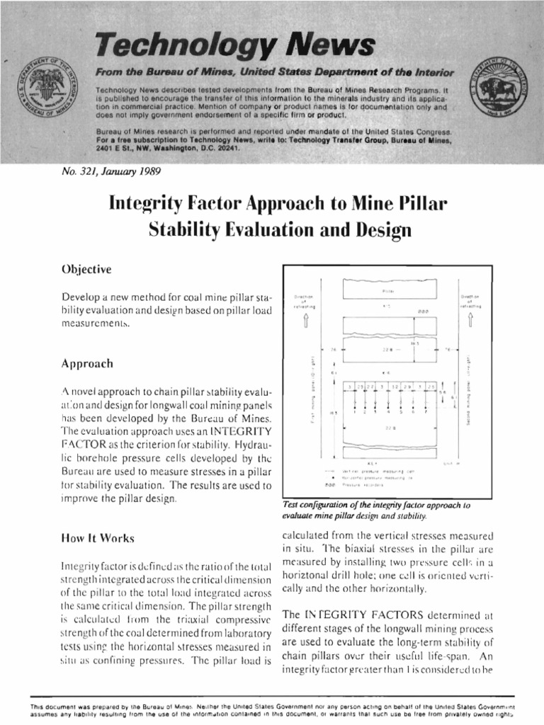 Integrity Factor for Coal Pillar Stability | PDF | Minerals | Economic ...