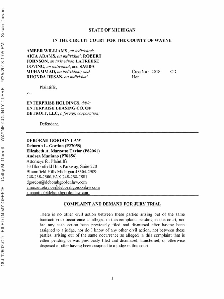 FILED Complaint & Jury Demand 9'25'18