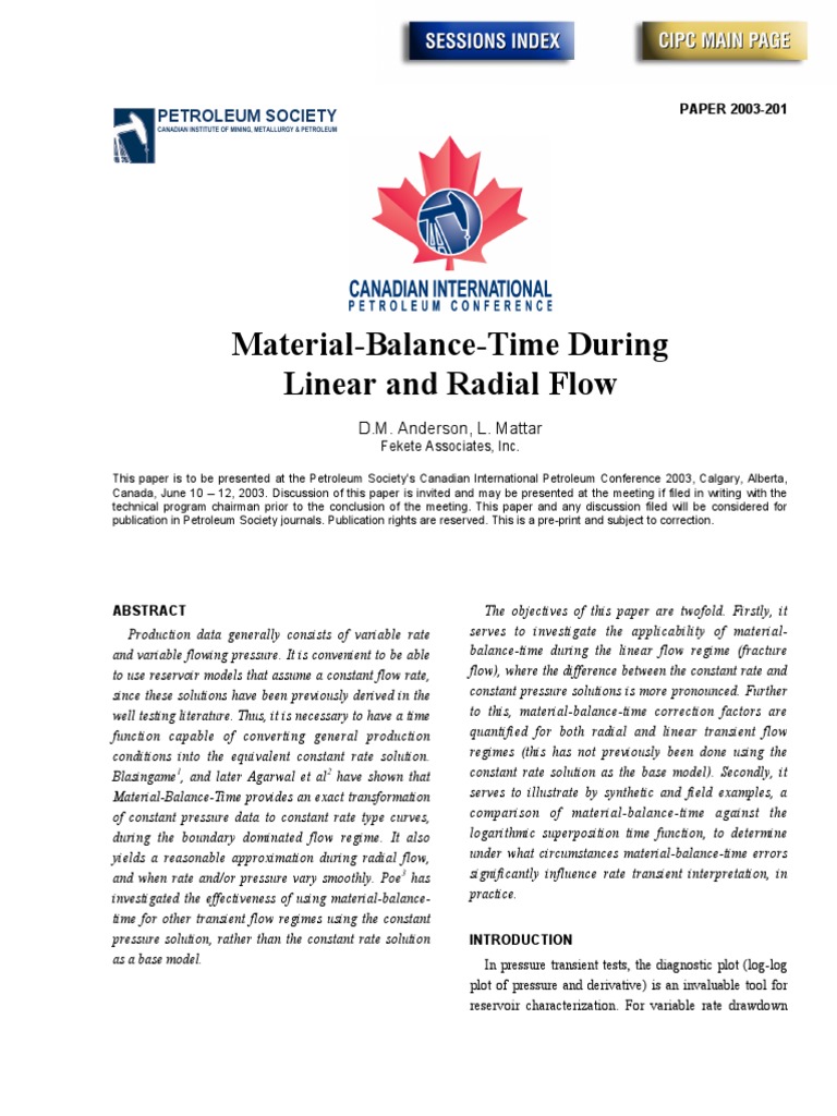 Material Balance Time Paper 228460110913049832 PDF PDF Fluid
