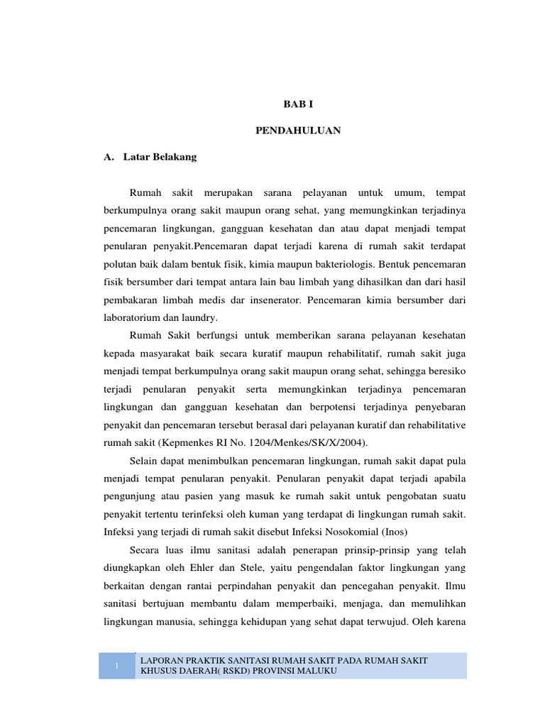 Contoh Laporan Sanitasi Rumah Sakit