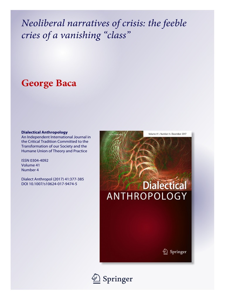 Baca George 2017 Neoliberalism Feeble Cries Offprint | PDF ...