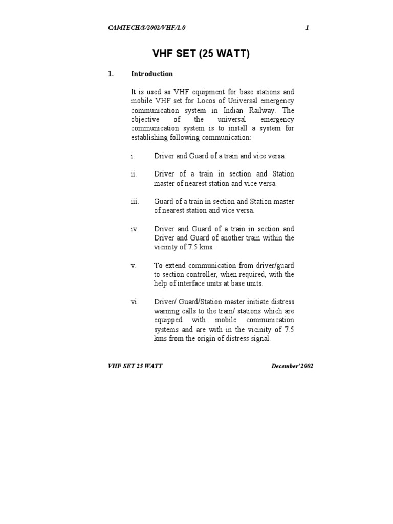 Handbook On VHF Set 25 W PDF Very High Frequency Antenna (Radio)