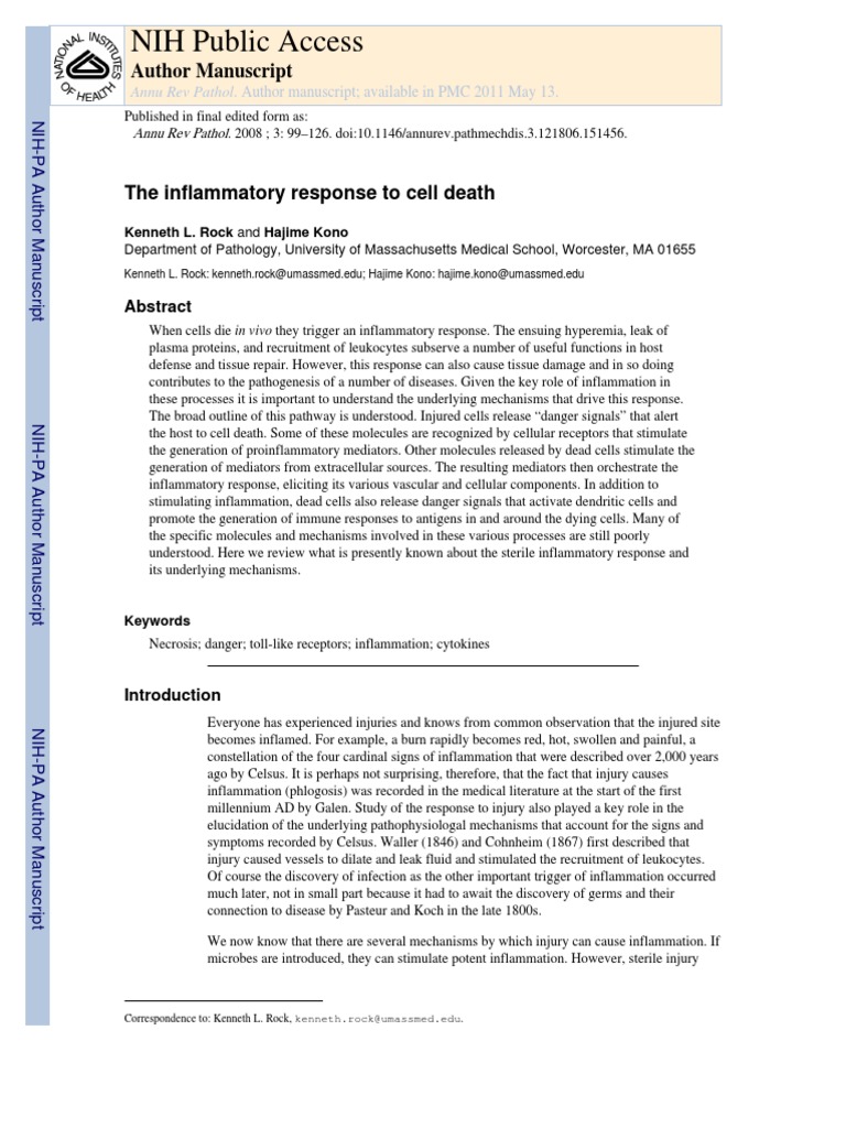 NIH Public Access: Author Manuscript | PDF | Inflammation | Apoptosis
