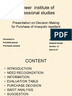 Pioneer Institute of Professional Studies: Presentation On-Decision Making For Purchase of Mosquito Repellent