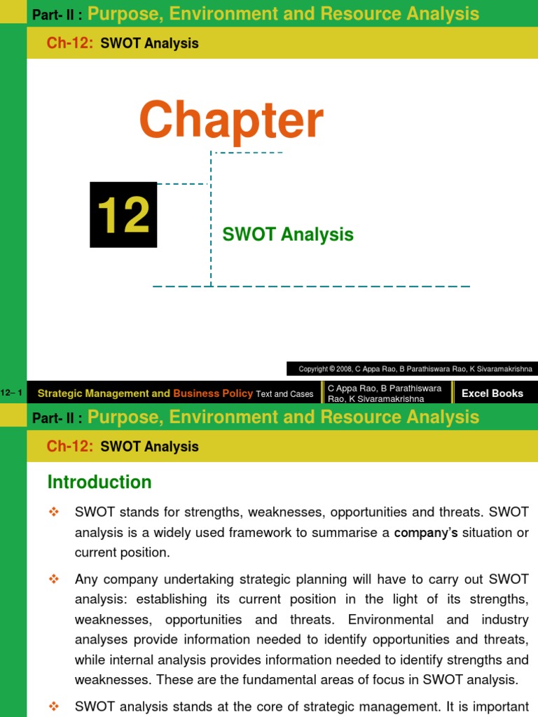 Ch 12 Swot Analysis Swot Analysis Strategic Management