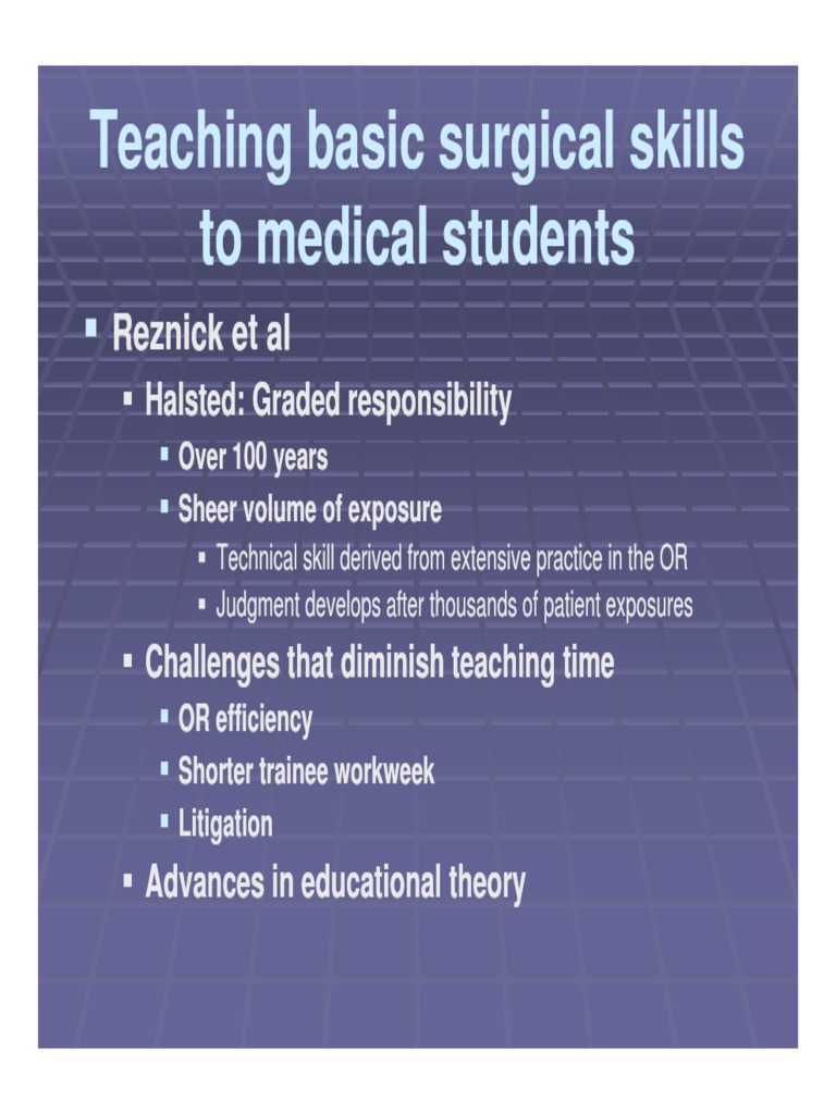 Basic Surgical Skills for Medical Students | PDF