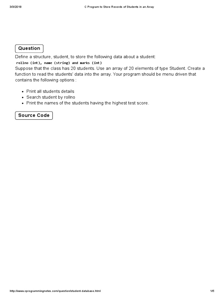 C Program for Student Records Management | PDF | Array Data Type | C ...