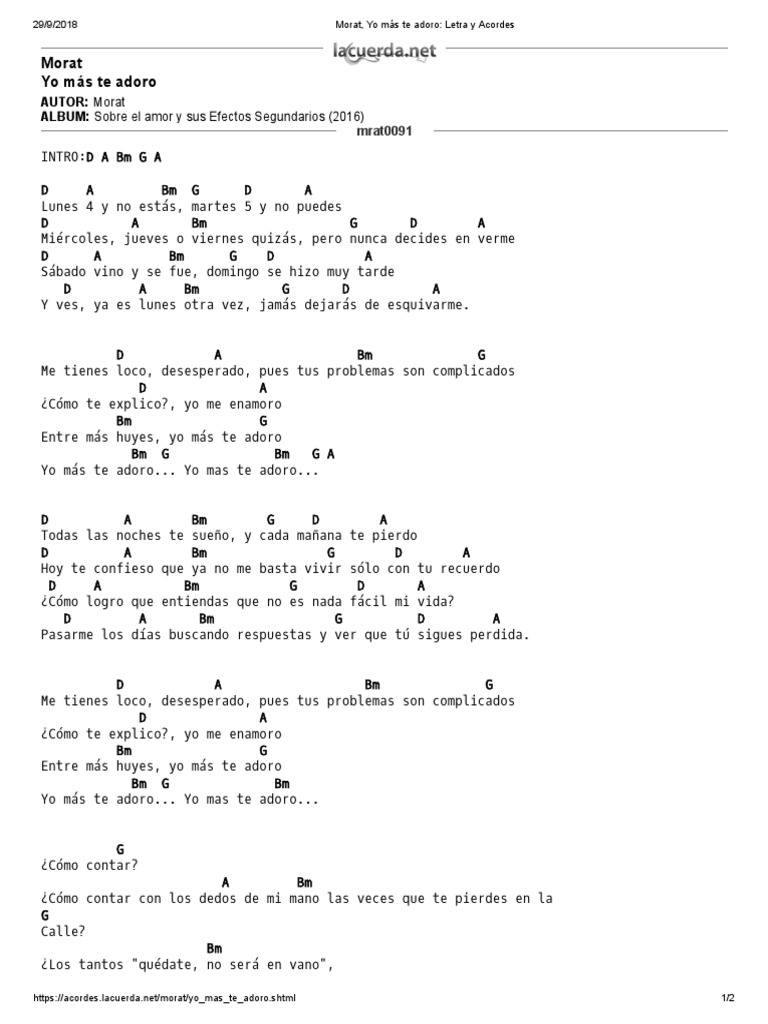 Morat, Yo Más Te Adoro_ Letra y Acordes
