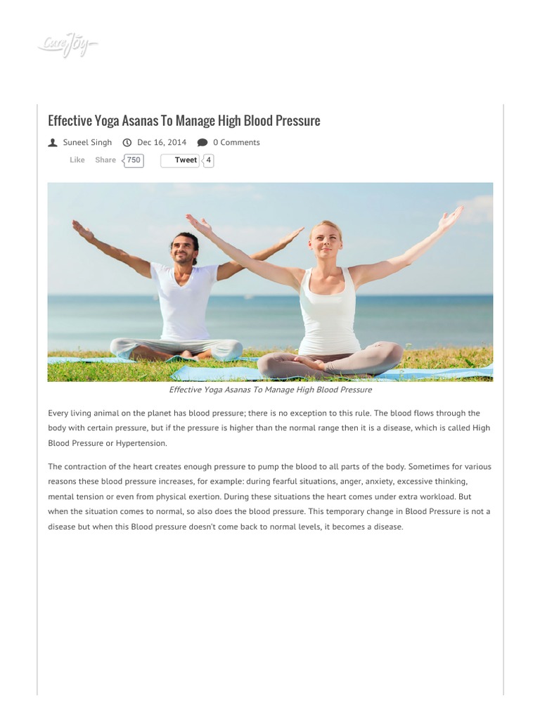 Yoga Asanas for High Blood Pressure Management | PDF | Breathing ...