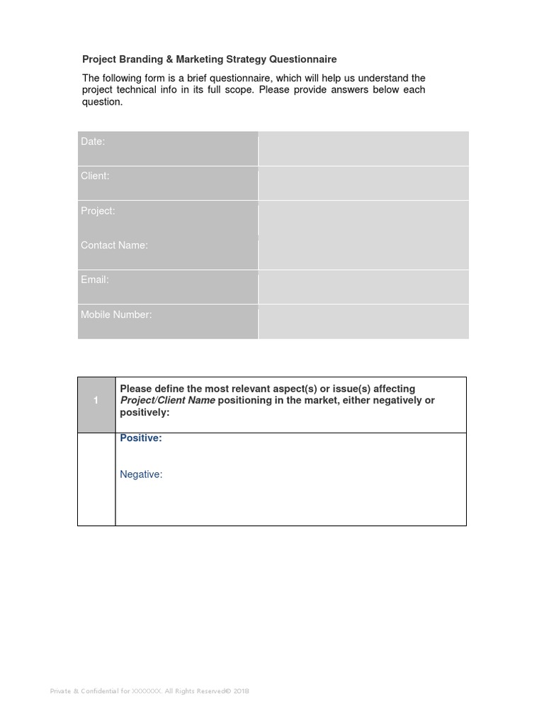 Client Branding Marketing Strategy Questionnaire Download Free Pdf