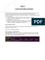 Lab # 2 File Creation and Listing Commands: GNU Nano