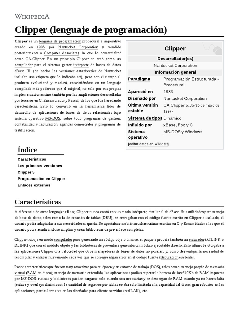 Clipper (Lenguaje de Programación) | Áreas de informática | Ingeniería ...
