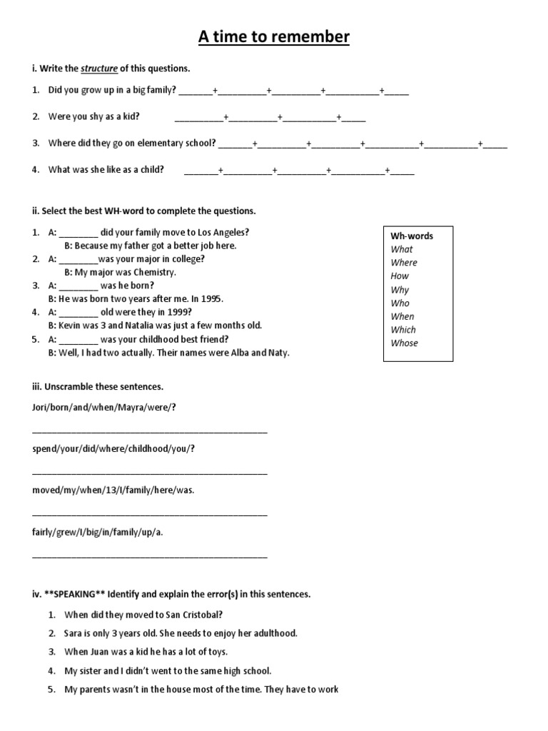 Questions About Childhood Memories | PDF | Social Science | Wellness