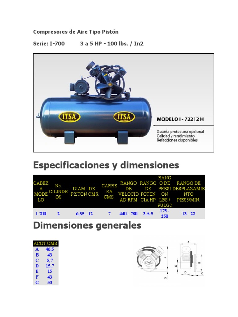 Compresores de Aire Tipo Pistón | PDF | Motores | Tecnología del motor