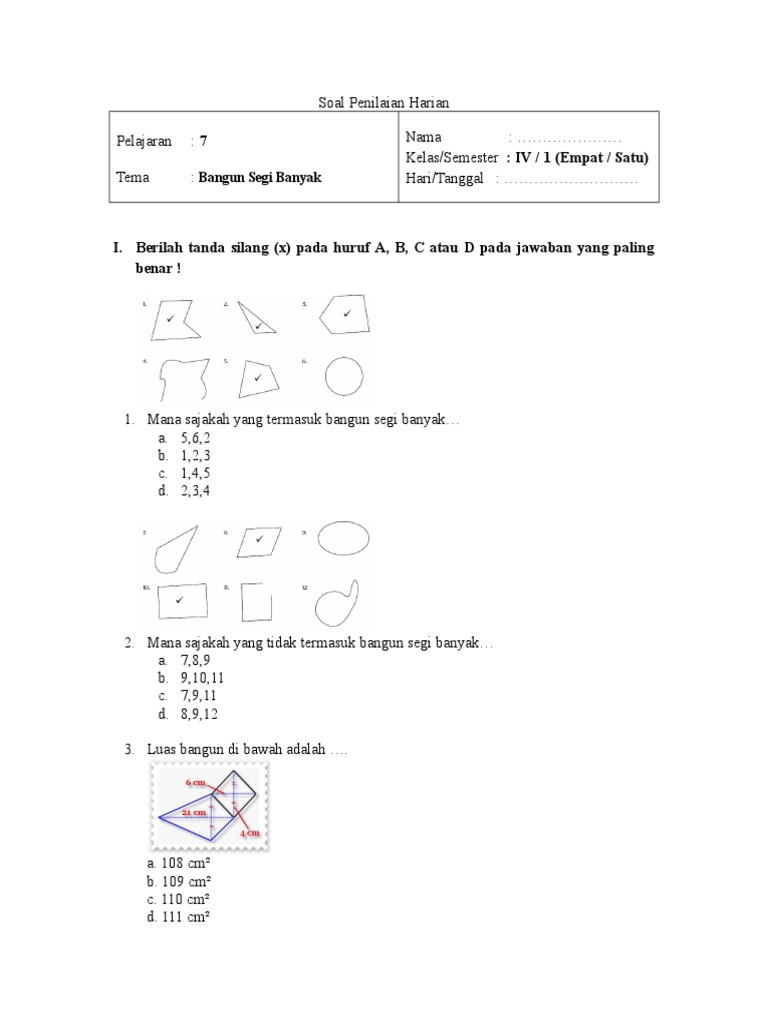 39+ Contoh soal matematika kelas 4 sd materi segi banyak ideas in 2021 