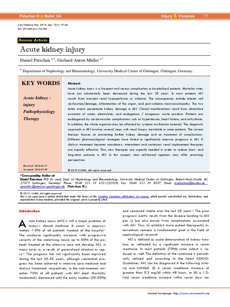 Acute Kidney Injury | PDF | Renal Function | Inflammation
