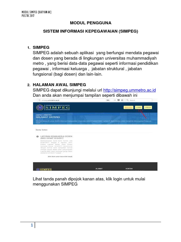 Panduan Penggunaan SIMPEG Karyawan | PDF