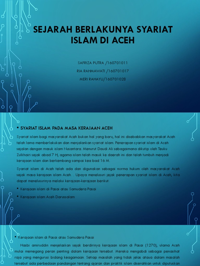 Sejarah Berlakunya Syariat Islam Di Aceh | PDF
