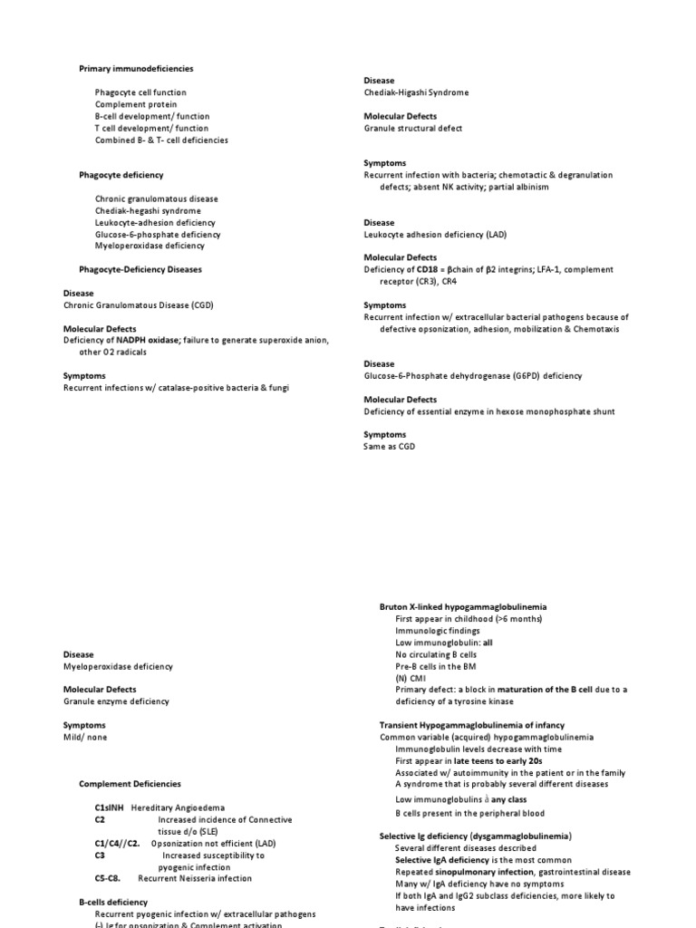 Overview of Primary Immunodeficiencies | PDF | Immunodeficiency | T Cell