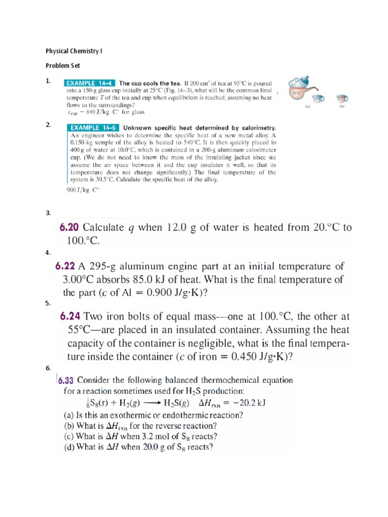 Physical Chemistry I Problem Set 1 | PDF