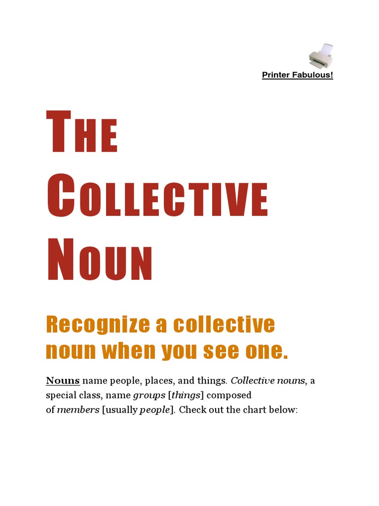 HE Ollective OUN Recognize A Collective Noun When You See One PDF