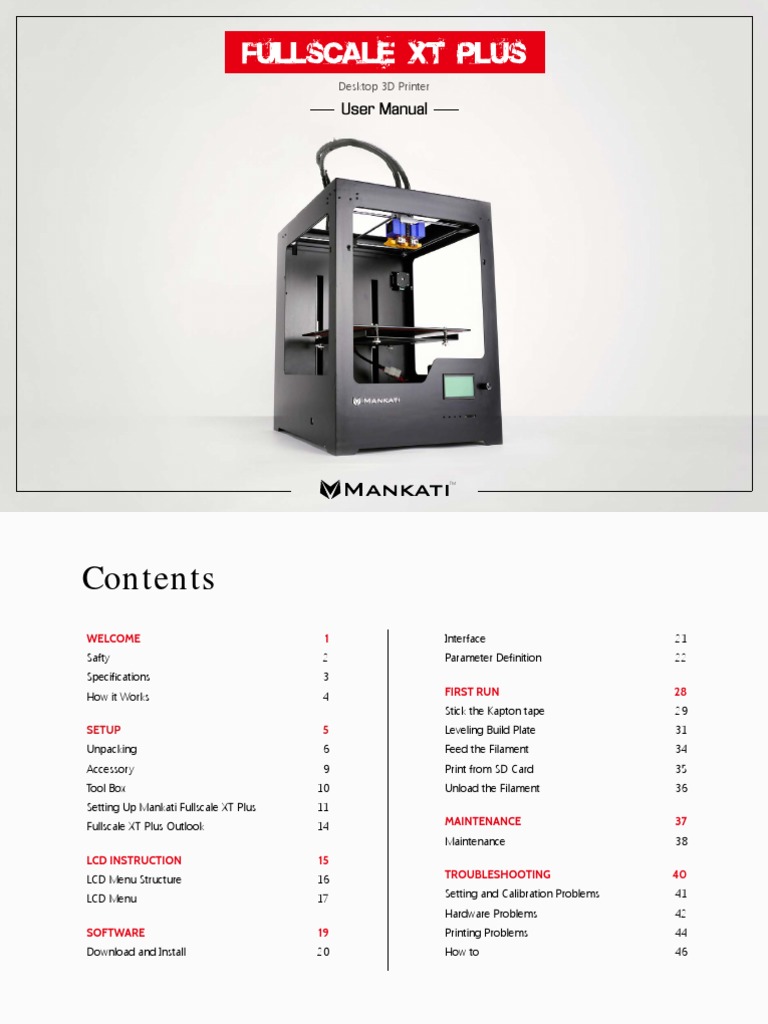 Mankati Fullscale XT Plus User Manual | PDF | Extrusion | Electrical ...