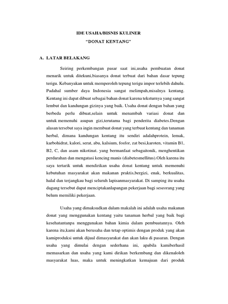 Ide Usaha Donat Kentang Docx