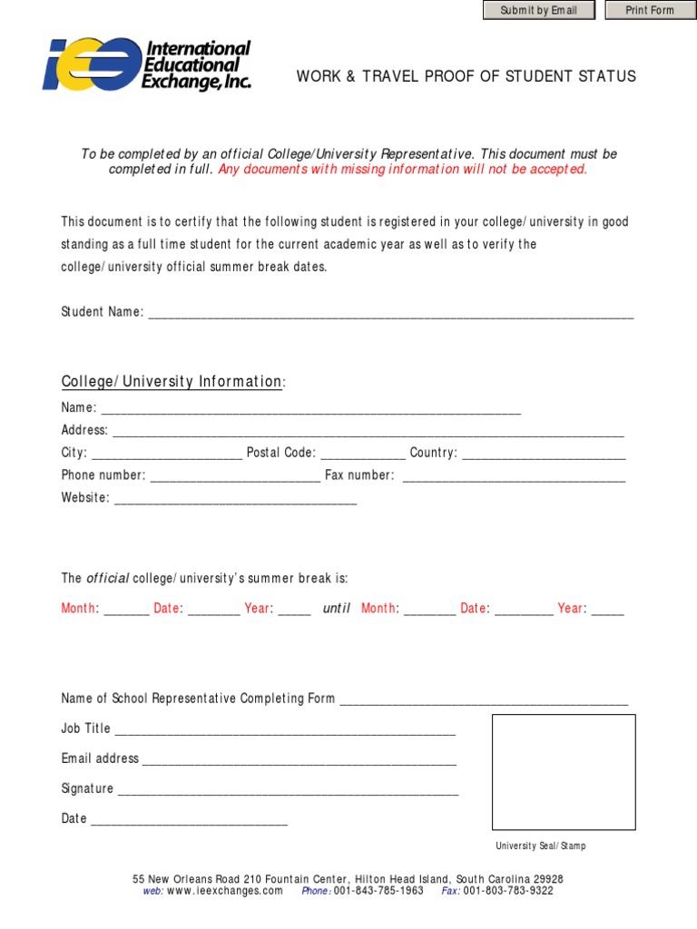 Proof of Student Status Form | PDF | Career & Growth | Finance & Money ...