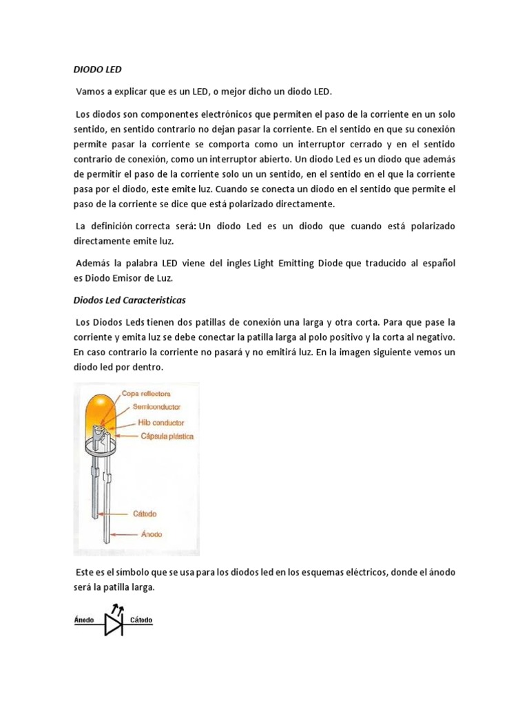 Definición y características del diodo LED | PDF | Diodo emisor de luz ...