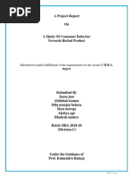 A Project Report On: Submitted in Partial Fulfillment of The Requirements For The Award of M.B.A