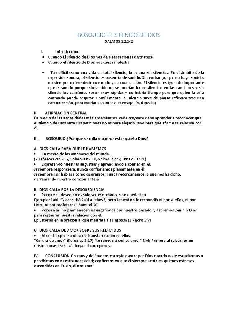 Reflexiones sobre el Silencio de Dios | PDF