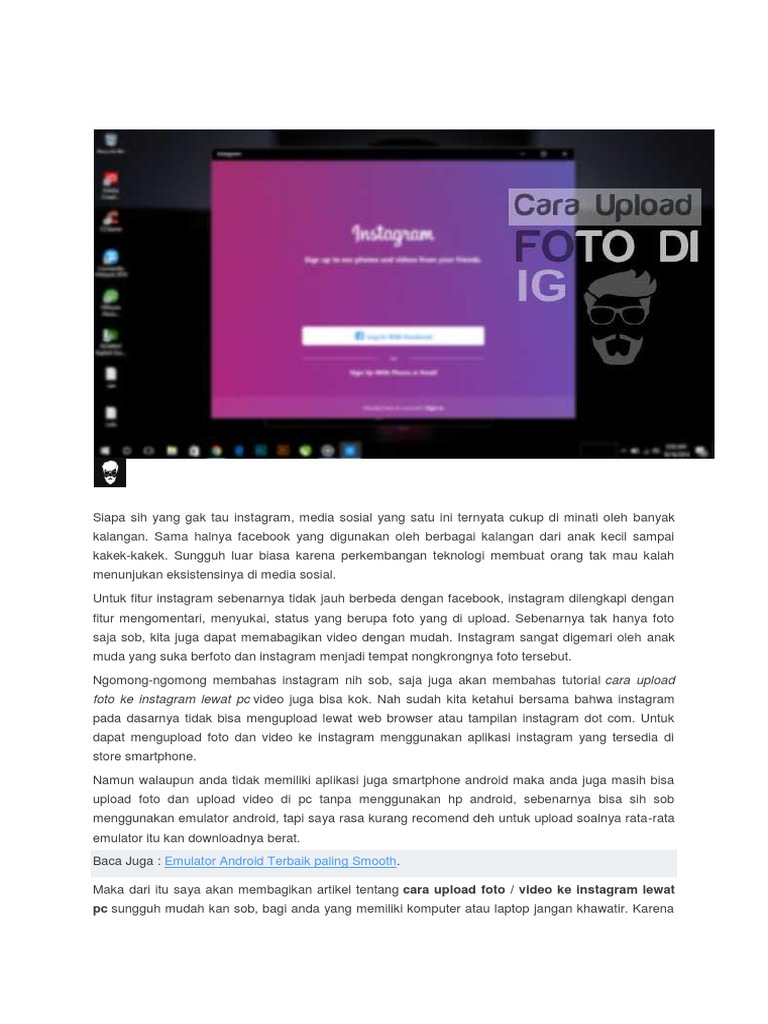Cara Upload Foto Di Web Instagramdocx