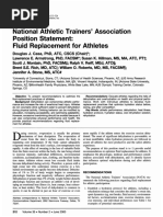 National Fluid Replacement: Athletic Trainers' Association Position Statement: For Athletes