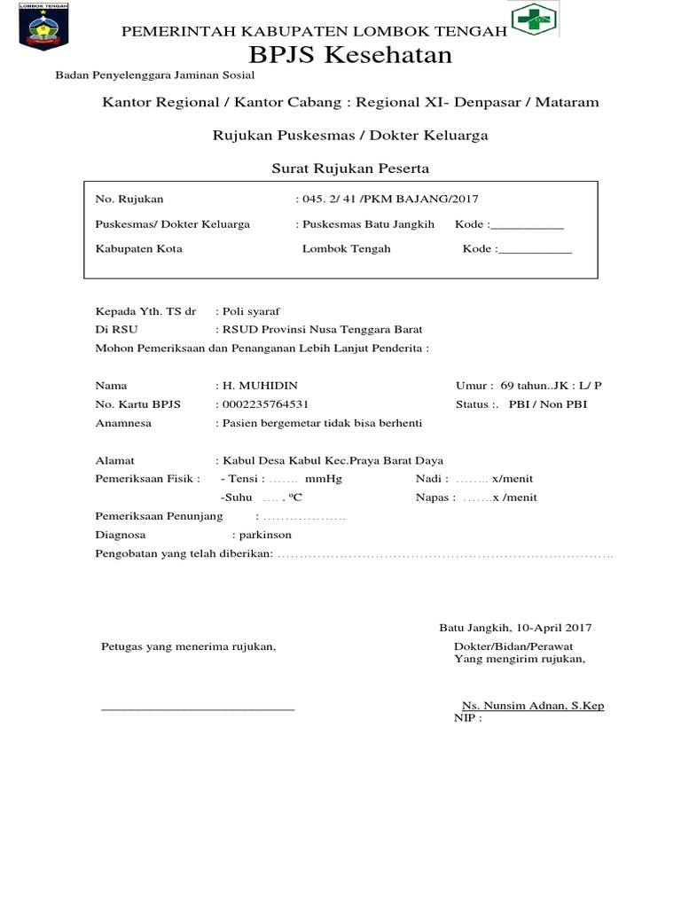 SRT Rujukan Bpjs | PDF