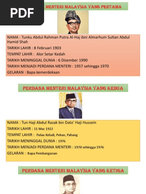 Perdana Menteri Malaysia Yang Pertama Pdf