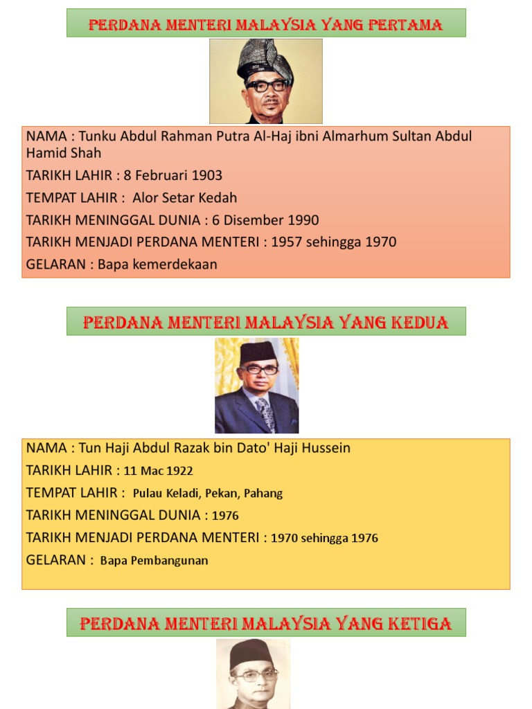 Perdana Menteri Malaysia Yang Pertama