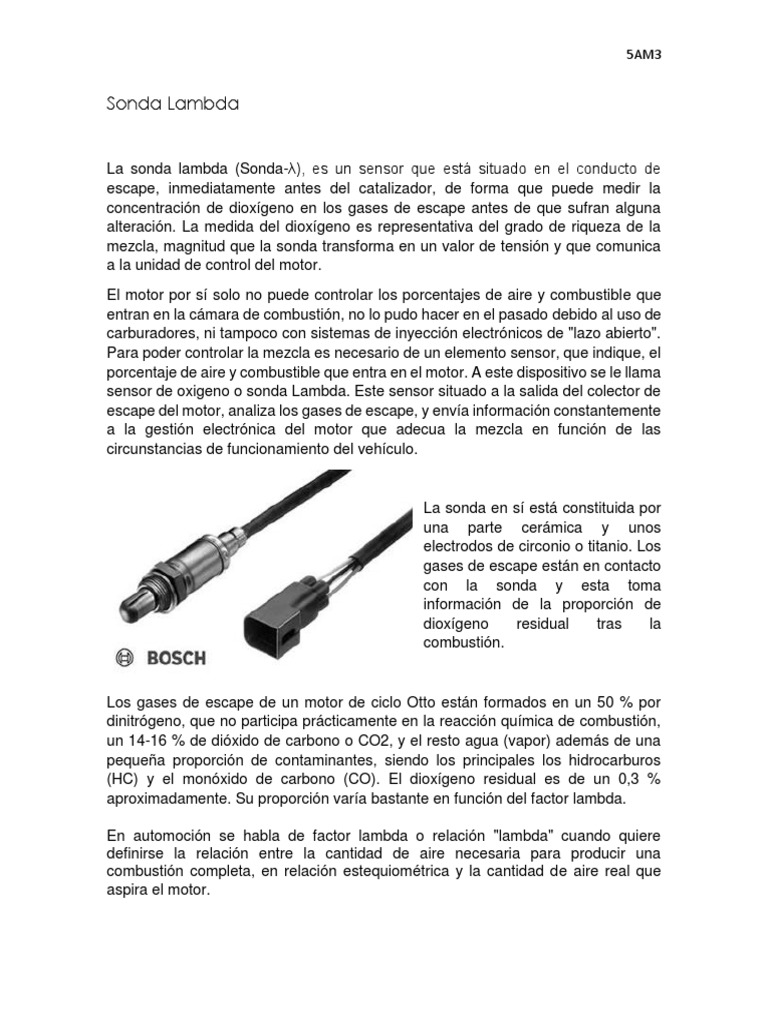 Colores y funciones de la sonda lambda | PDF | Química | Materiales