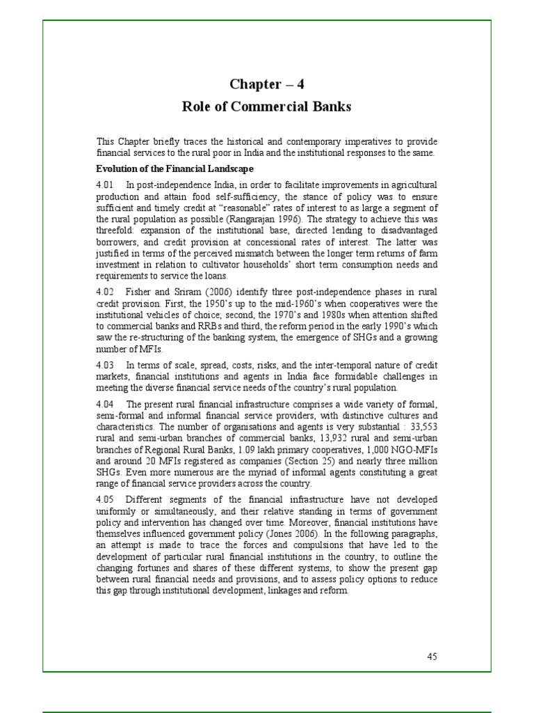 Chapter - 4 Role of Commercial Banks: Evolution of The Financial ...