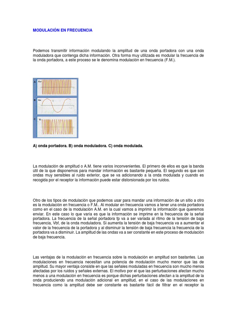 Modulación en Frecuencia - Electronica | PDF | Modulación de frecuencia ...