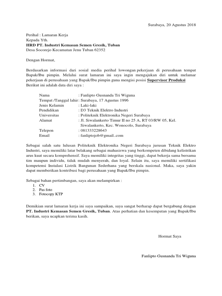 Surat Lamaran Pekerjaan
