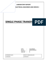 Lab report on single phase transformers