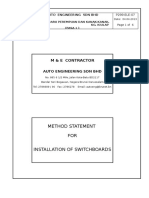 Method Statement FOR Installation of Switchboards: M & E Contractor