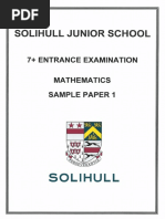 7+ Maths Sample Paper 1