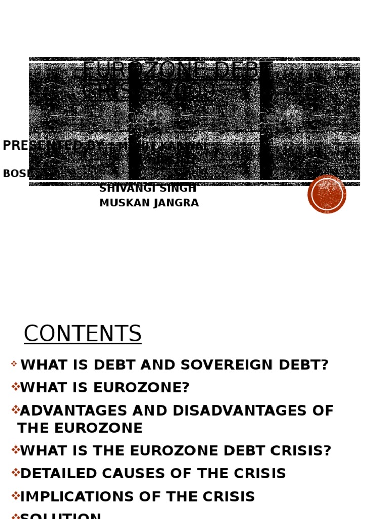 Eurozone Debt Crisis 2009 Final Pdf Eurozone Euro