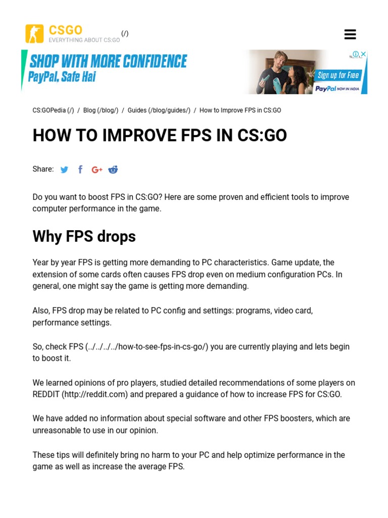 How To Increase Fps In Cs Go Ultimate Game Optimization Guide Pdf Personal Computers Booting