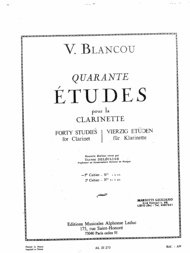 STARK Robert 10 STUDI PER CLARINETTO Op 40 Per Lo Studio Del