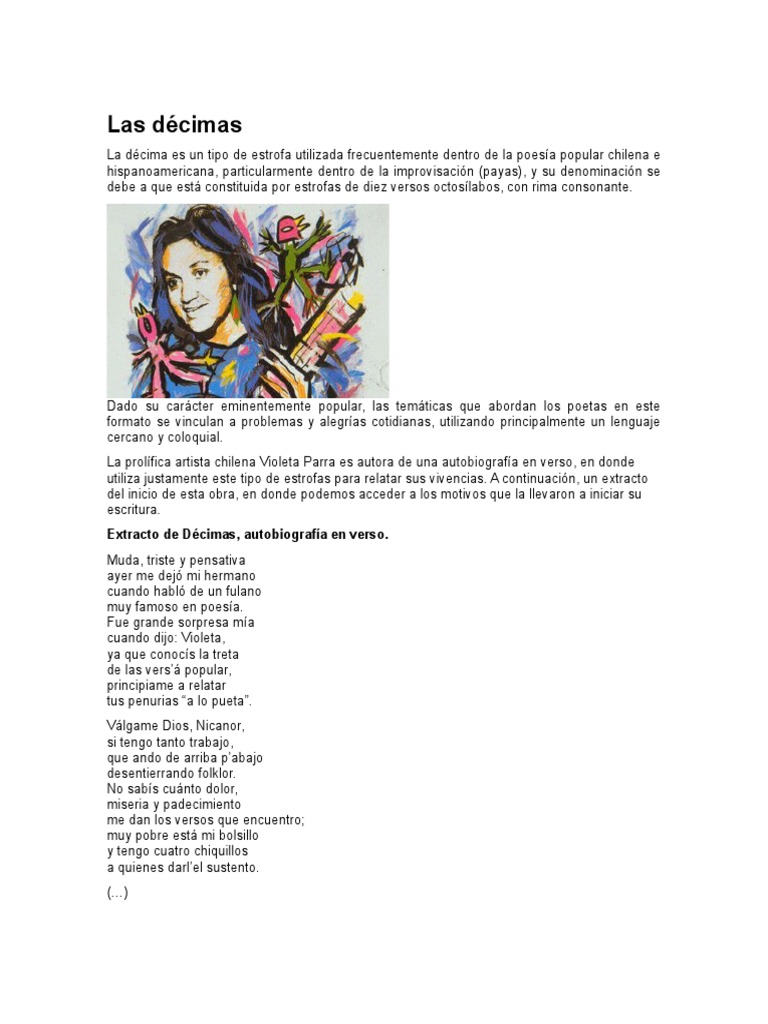 Décimas: Poesía Popular Chilena | PDF | Arte | Poesía