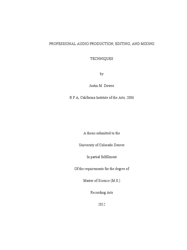 Audio Production Techniques Thesis | PDF | Drum Kit | Thesis